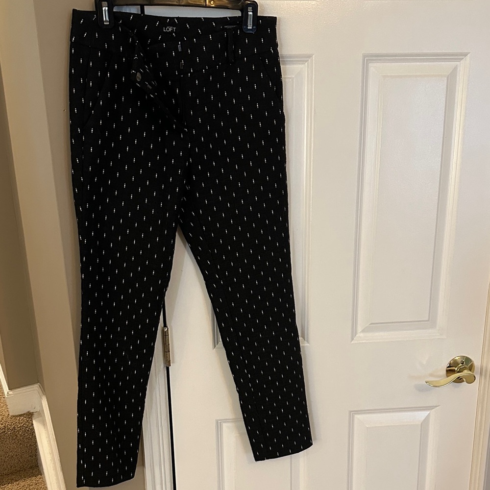 LOFT Black and White Patterned Trousers